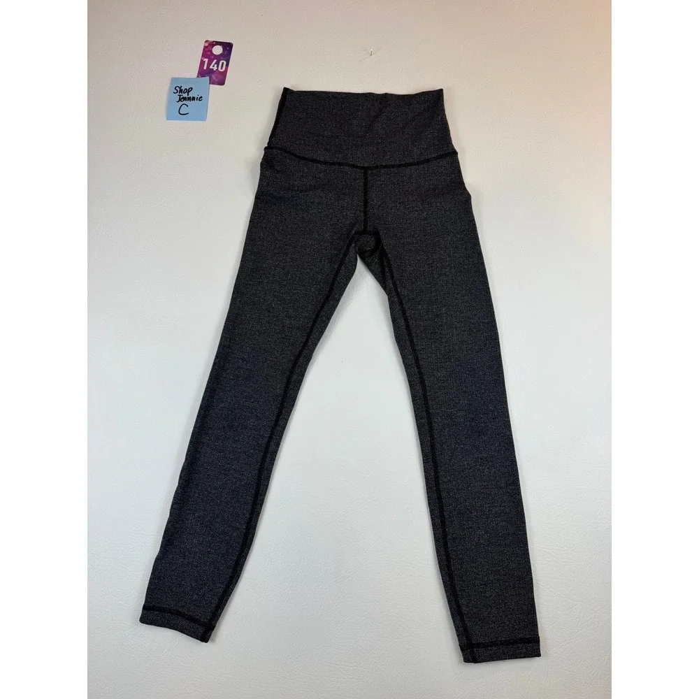 Lululemon Womens Wunder Under Capri Size 4 Black Gray Herringbone Athleisure